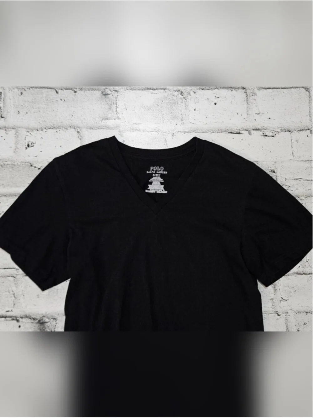 Polo Ralph Lauren Classic Fit Black V Neck Cotton T Shirt Small